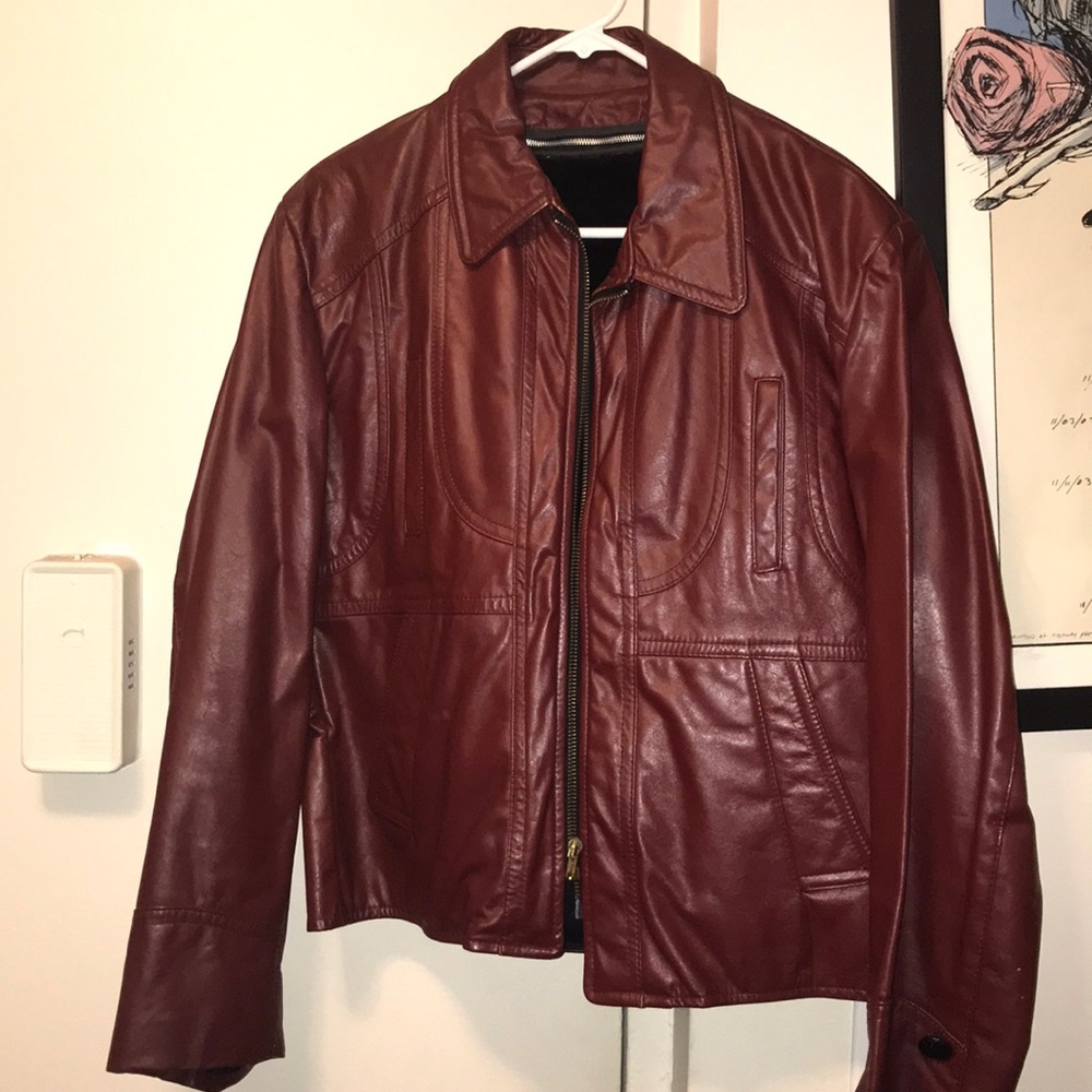 Oxblood genuine leather vintage jacket